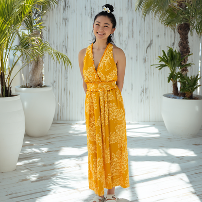 チューベローズ柄 タンクドレス / オレンジ