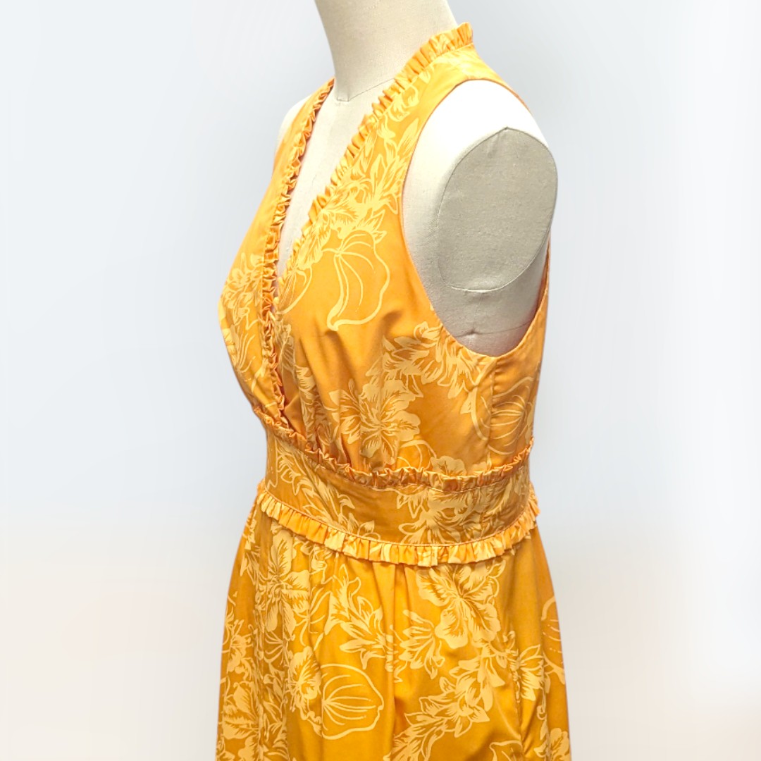 チューベローズ柄 タンクドレス / オレンジ