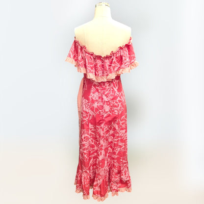 ククイ柄 ピンク オフショルドレス