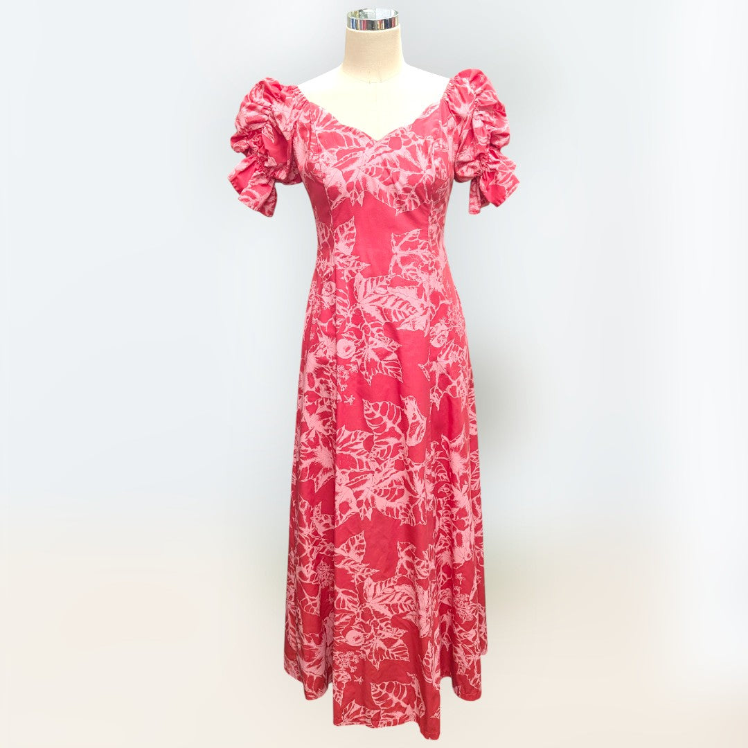 ククイ柄 半袖ドレス ピンク