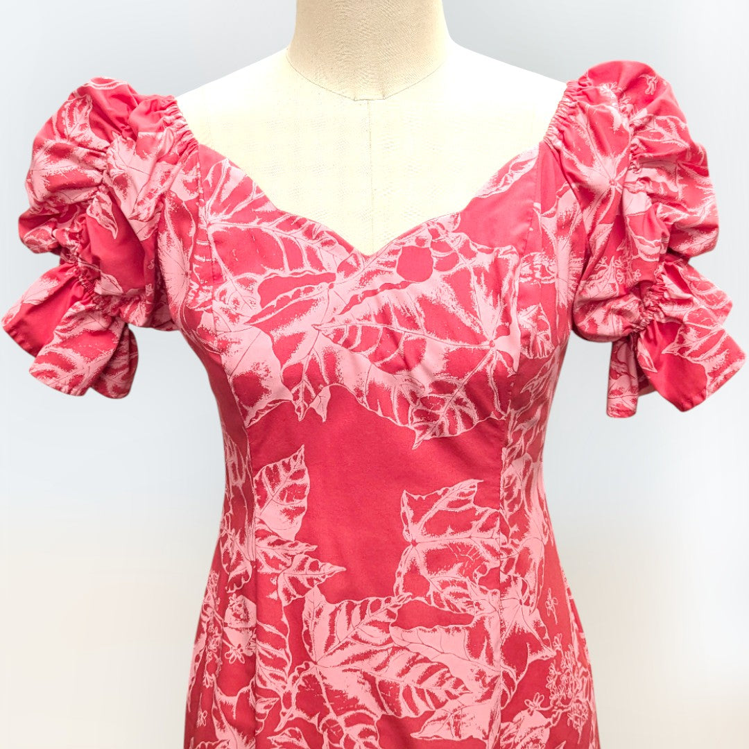 ククイ柄 半袖ドレス ピンク